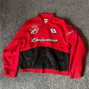 Vintage Dale Earnhardt Jr. NASCAR Budweiser Red and Black Racing Jacket
